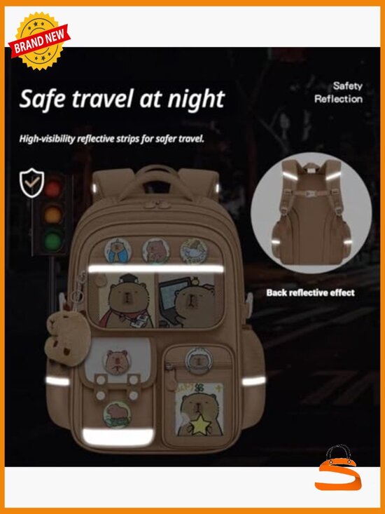 Large Capacity Waterproof Kawaii Backpack with Pins Accessories 12 Piece Set main image 4